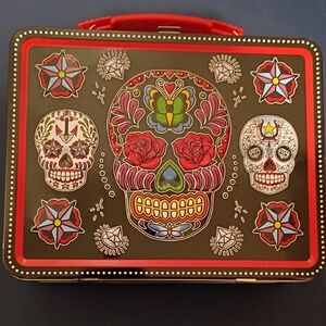 Colorful Sugar Skull Metal Lunchbox